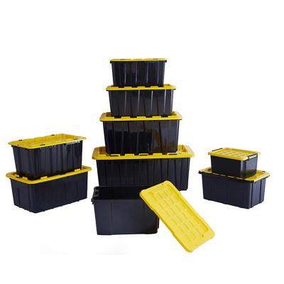 China Sustainable Stackable Plastic Storage Box Tote Organizing Container with Durable Lid and Secure Locking Buckles for Garage and Baseme for sale