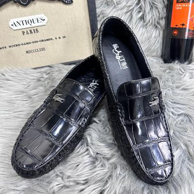 China Siamese Anti-slippery Leather Shoes Men's Crocodile Cap High End Genuine Leather Shoes One Pedal for sale