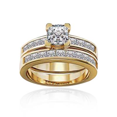 China New FASHIONABLE Classic Designed Real 9k 14K 18K Real Gold Princess Cut Diamond Cooktails Ring For Women Diamond Engagement Ring for sale