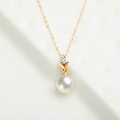 China 2022 New Hot Classic Akoya Pearl Real Diamond Gemstone Seawater 18K Gold CLASSIC Pendant For Women Girl Gift Party Daily Use Wear for sale