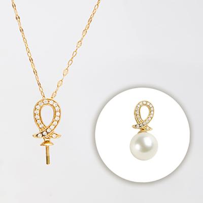 China New Fashion Hot Solid 18K Solid Gold High Quality 18K Gold Real Diamond Seawater Pearl Pendant Mounting Jewelry Holder Customized for sale