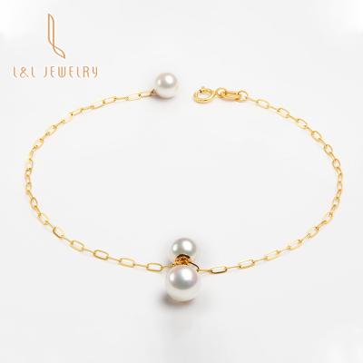 China CLASSIQUE 2022 Newest Hot Sale 18K Gold Unique Design Seawater Pearls AAA Grade Akoya Pearls Bracelet Adjustable Link Chain For Women Gift for sale