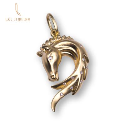 China New Arrival Horse Shape 18k Gold Cute Top Quality Cute Diamonds Unisex Charm Pendant for sale