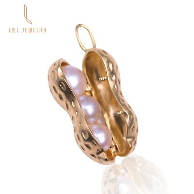 China Cute Creative Ladies Jewelry Fashion Pearl Peanut Charm Natural Freshwater Pendant For Women Real Texture Peanut Handmade Jewelry for sale