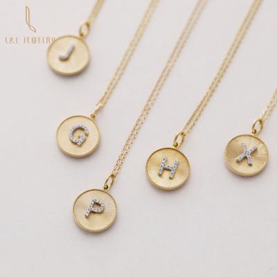 China Office / Pearly Tasty Letter Initial Necklace Fashion Jewelry 18K Solid Gold Hot Tiny Initial Diamonds Real Real Diamonds for sale