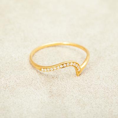 China Custom Ring With Real Diamond Ring CLASSIC Fashion Real Needle-nose Solid 18K Gold Jewelry For Women For Gift For Party Daily Use Layer for sale