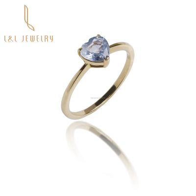 China Fashion Anniversary 18K Yellow Gold Romantic High Quality Natural Blue Sapphire Heart Cut Ring Sapphire Summer Wear Jewelry for sale