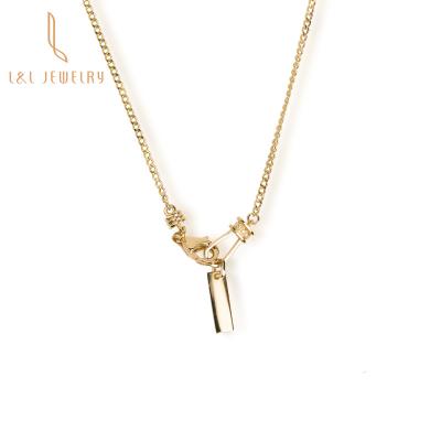 China Casual/Sporty Custom Make Your Design Tasty Solid Gold Chain Rectangle Pendant 18k Gold Long Jewelry Necklace Engrave Pendant Necklace for sale