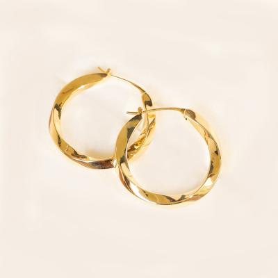 China 2022 CLASSIC Fashion Design High Quality Solid 18K Yellow Gold Circle Earrings Jewelry Women Minimalist Earrings For Party Gift Daily Wear for sale