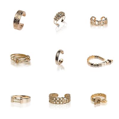 China 18K Gold Ins Style Solid Gold Rings Hypoallergenic Women Logo Jewelry Custom Wholesale FASHIONABLE For Girls for sale