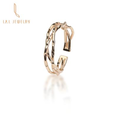 China FASHION Jewelry Wholesale Solid 18k Gold Tree Vine Branch Crown Thorn Lucky Ring Yellow Gold Ring For Men And Women for sale