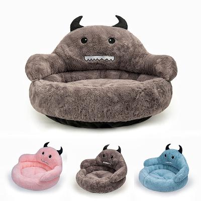 China Cat Bed Round Customized Calming Comfortable Deep Sleep Donut Washable Soft Dog Plush Stocked Fluffy Dog Bed Multi-colors for sale