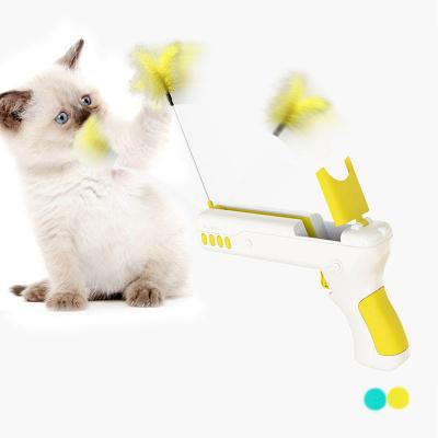 China Viable Feather Ball Puzzle for Cats Launch Cat Toy Interactive Training Exercise Kitten Automatic Replaceable Interesting Toys for sale