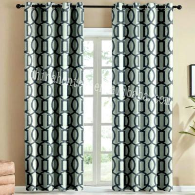 China Blackout White Color Fornew Ready Made Style Drapes Polyester Printing Curtain For Flat Window for sale