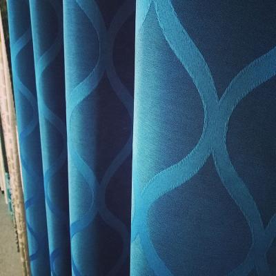 China Factory direct sale wholesale blackout blue pattern custom luxury woven jacquard curtain for home use for sale