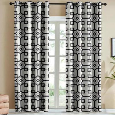 China New Black And White Decorative Black And White Polyest Jacquard Ready Made Window Curtain for sale