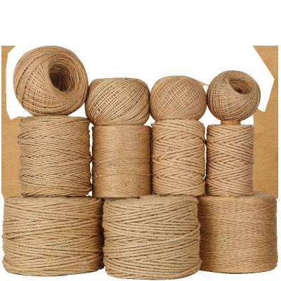 China High Tensile 100% Natrual Yarn 3 Ply Twisted Twine 100m 200m Ball 180m Cotton Rope Hemp Sisal Yarn Jute Twisted Rope Twine for sale