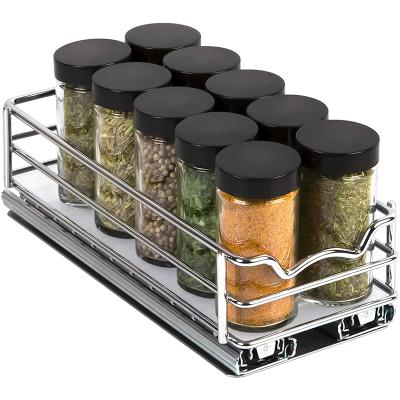 China Minimalist ORR092 Pull Out Spice Rack Organizer For Cabinet Heavy Duty Slide Out Double Rack 4W for sale