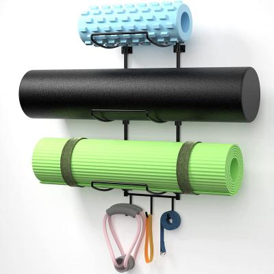 China Lounge Yoga Mat Holder Towel Rack with Hooks for Hanging Yoga Attach Resistance Bands for Home Gym and Studio for sale