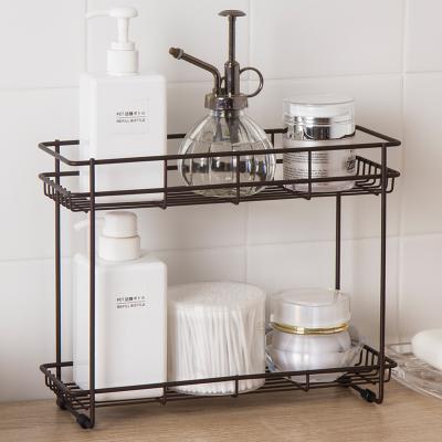 China Viable Hot Selling Cosmetic Organizer 2 Tier POS Bathroom Organizer Countertop Storage Shelf Cosmetic Holder for sale