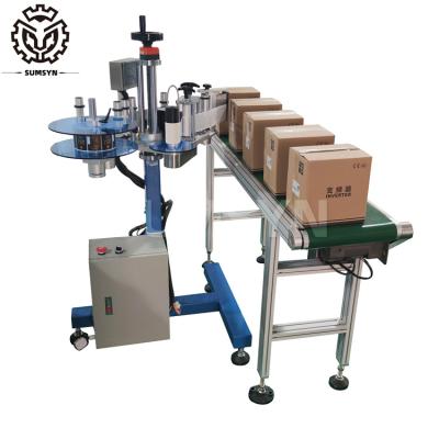 China Automatic side labeling machine carton box sticker label applicator dispensers with conveyor for sale