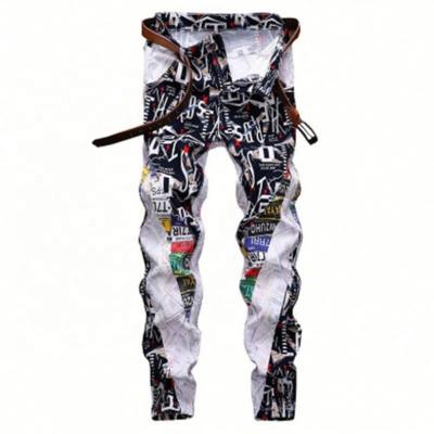 China Breathable Men's Jeans Street Letter Printed Jeans Hip Hop Jeans Personality Men's Alien Pencil Pants for sale