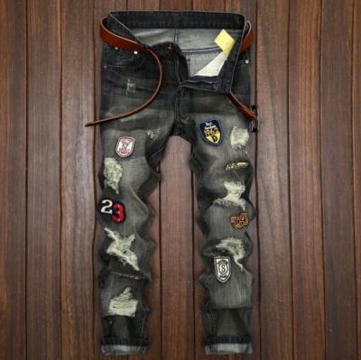 China Breathable Embroidery Man Jeans Ripped Hole Jeans Jeans Vintage Skinny Pants for sale