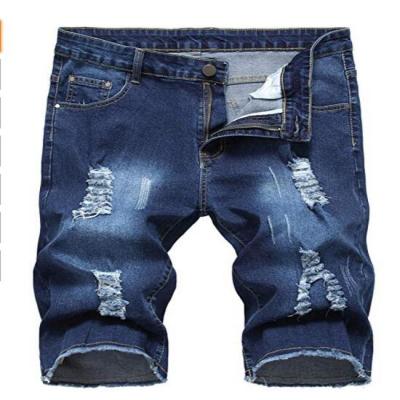 China 2022 Men's Cool Stylish Performance Denim Short Cut Breathable Thin Ripped Short Jeans for sale