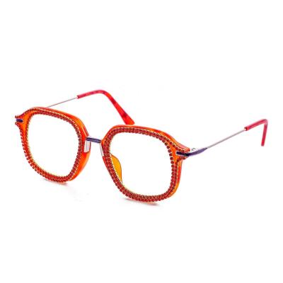 China Fashion Sunglasses Dropping Mirror Square Flat Faux Stone Retro Eyewear Transparent Reading Glasses for sale