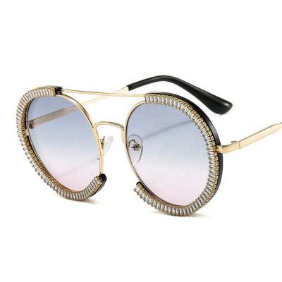 China Fashion Sunglasses Dropping New Stylish Diamond-studded Round Rhinestone Ring-shaped Eyewear Sunglasses for sale