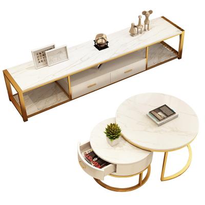 China Adjustable Luxury European Style TV Cabinet Coffee Table Modern Living Room Furniture (Others) for sale