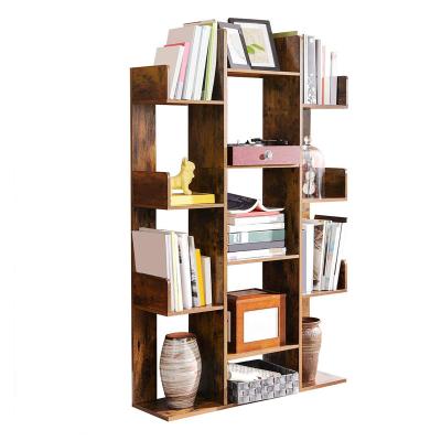 China Angular Wooden Bookcase Bookcase Desk Case Gold Oak Display Tree (Other) Children Deluxe Adjustable Book Shelves for sale