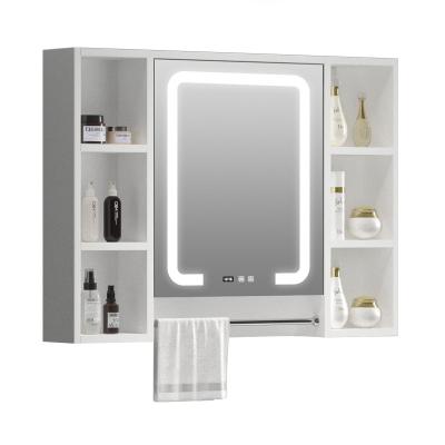 China Smart Modern Modern Cabinet LED Bathroom Mirror Frame Wall Mounted Bathroom Vanity Set for sale