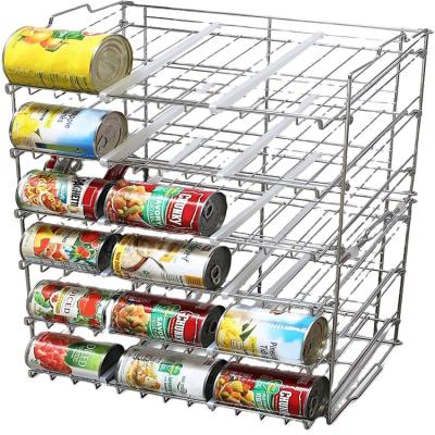 China Cheap Kitchen Storage Rack Viable Iron Can Rack Organizer With 3-Tier for sale