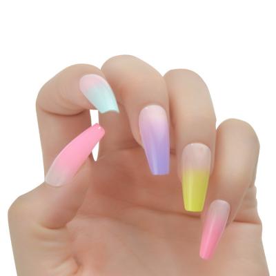 China Hot Sale New French Design Artificial Fake Nails Nails French Style Lon Fake Nails Long Artificial Extra Colorful Nails for sale