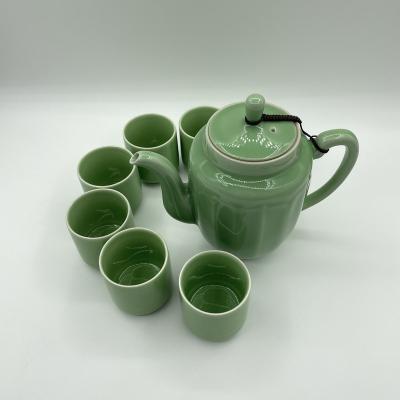 China Viable custom handmade retro Chinese tea set, celadon coffee cup for sale