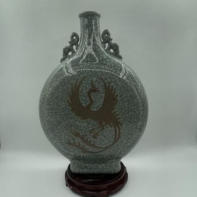 China Art Deco Hot Selling Decorative Chinese Auspicious Pattern Vase Living Room Tabletop Celadon Custom Vase for sale