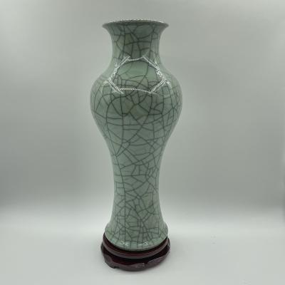 China Art Deco Hand custom design Crack design celadon factory POTS with luxurious floral decoration vases for sale