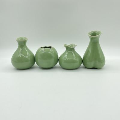 China Art Deco Chinese style modern simple creative vase handmade custom dry flower small decoration living room vase celadon vase small four pieces for sale