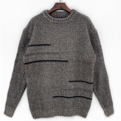 China Anti-Wrinkle Factory Price Direct Custom Logo Mens Oversize Colorblock Knitted Sweater for sale