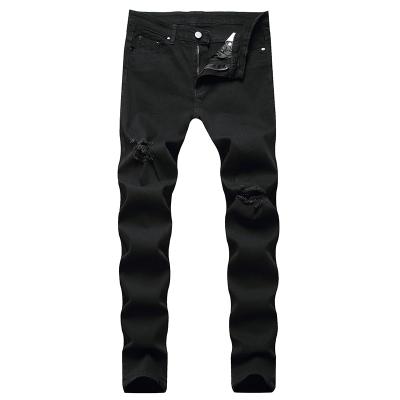 China Fashion Ripped Denim Pants Plus Size Black Color Slim Street Style Cowboy Mens Motorcycle Pants New Waist Jeans for sale