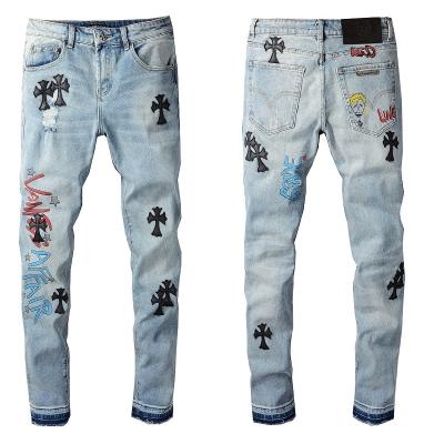 China New Hot-selling fashion design amirys Chrome Hearys Paris QUICK DRY ripped vintage elastic long pants men's breathable jeans for sale