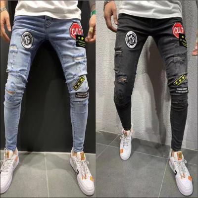 China Amazon Badge Sustainable Explosive Jeans European And American Mens Jeans New Stretch Slim Fit Mens Jeans for sale