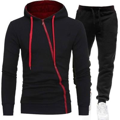 China Anti-Wrinkle Manufacturer Wholesale Customization Men Large Size Casual Cardigan Oblique Zipper Sports Jogging Custom Suit Hoodie for sale