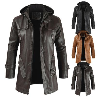 China 2021 PU Fashiathere Motorcycle Leather Jacket L New Viable Outdoor Men's Trade Cross-Border Men's Casual Hooded Youth for sale