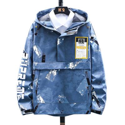 China Latest Plus Size Fashion Men's Casual Loose Jacket Clothes Trend Color Matching Hoodie Men's Printed Jackets for sale