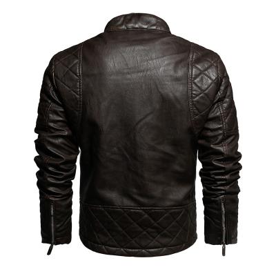 China European and American style of leather jacket men's breathable quick-dry leather jacket men's fashion tailored PU motorcycle locomotive leather jacket for sale