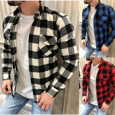 China 2021 Anti-pilling Control Classic Shirts Men's Long Sleeve Plaid Shirt Brushed Cotton Flannel Shirts for sale