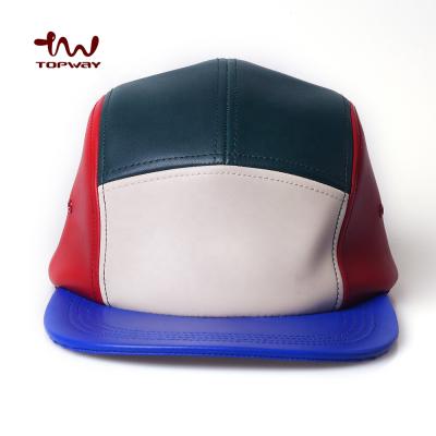 China JOINT Wholesale Custom High Quality Multicolor Pu Leather Hats White 5 Panel Camper Hat Hats for sale