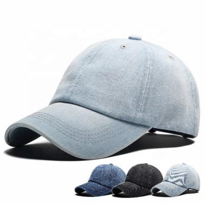 China COMMON Custom Denim Caps Washed Cotton Dad Hat Denim Baseball Caps Wholesale for sale